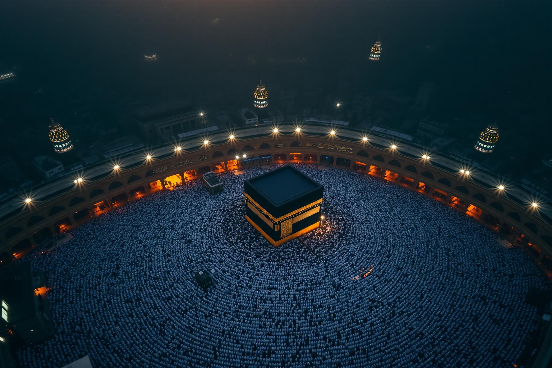 Masjid al-Haram with the Holy Kaaba at the center